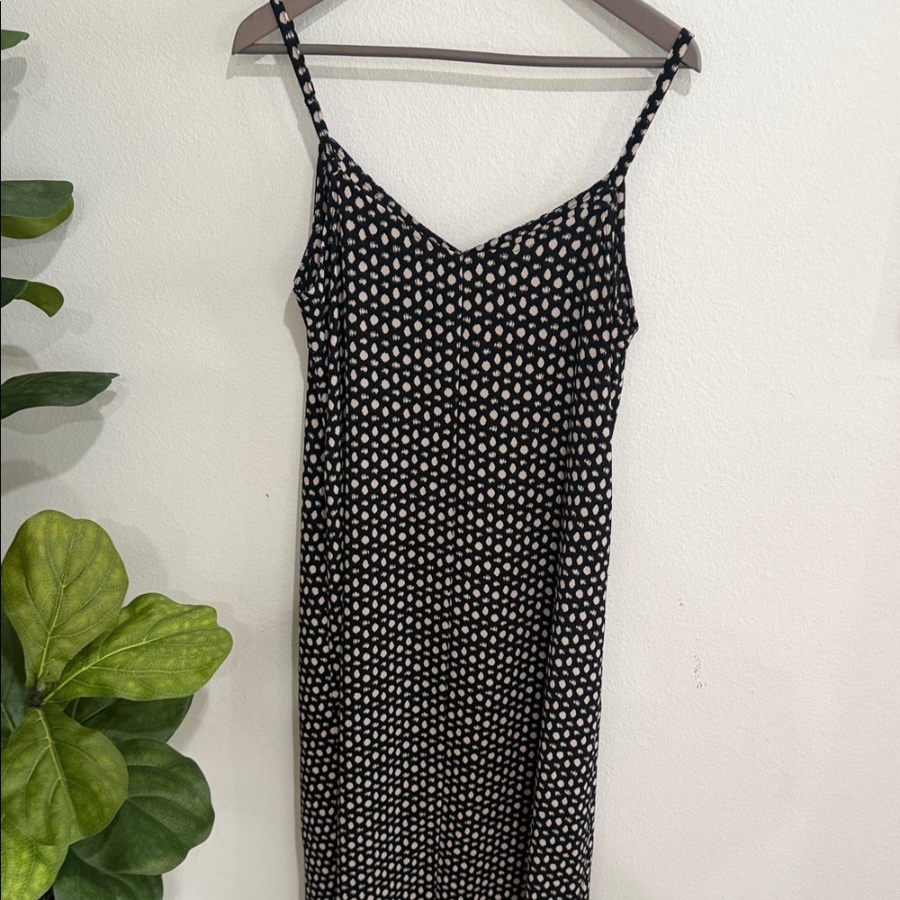 Black Polka Dot Slip Dress - Lightweight Spaghetti Strap Maternity Dress - Picture 5 of 7